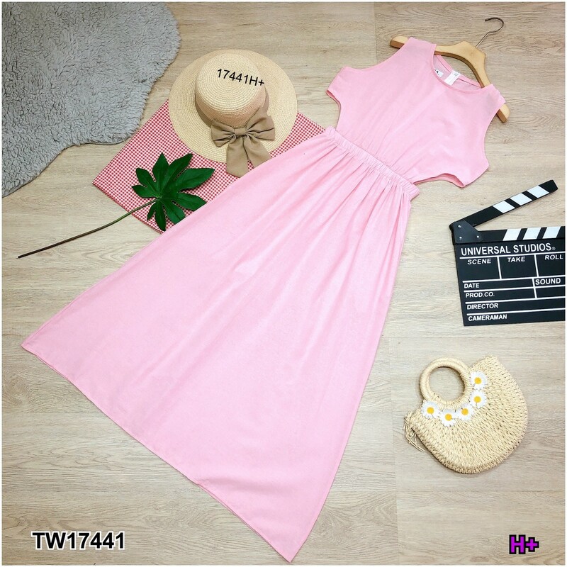 kudapy เดรส Summer เดรส ผ้าฝ้ายสีชมพูอ่อน เว้าเอว So cute สุดๆมีกระเป๋าข้าง สม๊อคเอวเบาๆ ทรงสวย