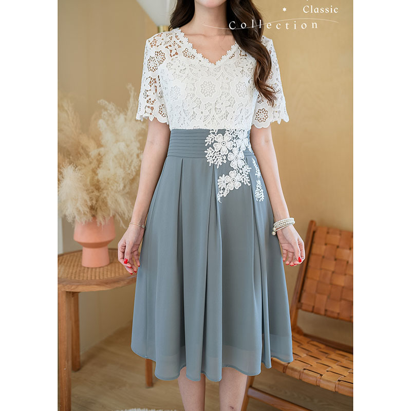 kudapy เดรสสั้นสีเทา/สีชมพู ลูกไม้เนื้อดีทอลายแน่นๆ เนื้อผ้านิ่มรุ่นนี้ลูกไม้ไม่เงาค่ะ สามารถใส่ออกงานได้ เที่ยวได้