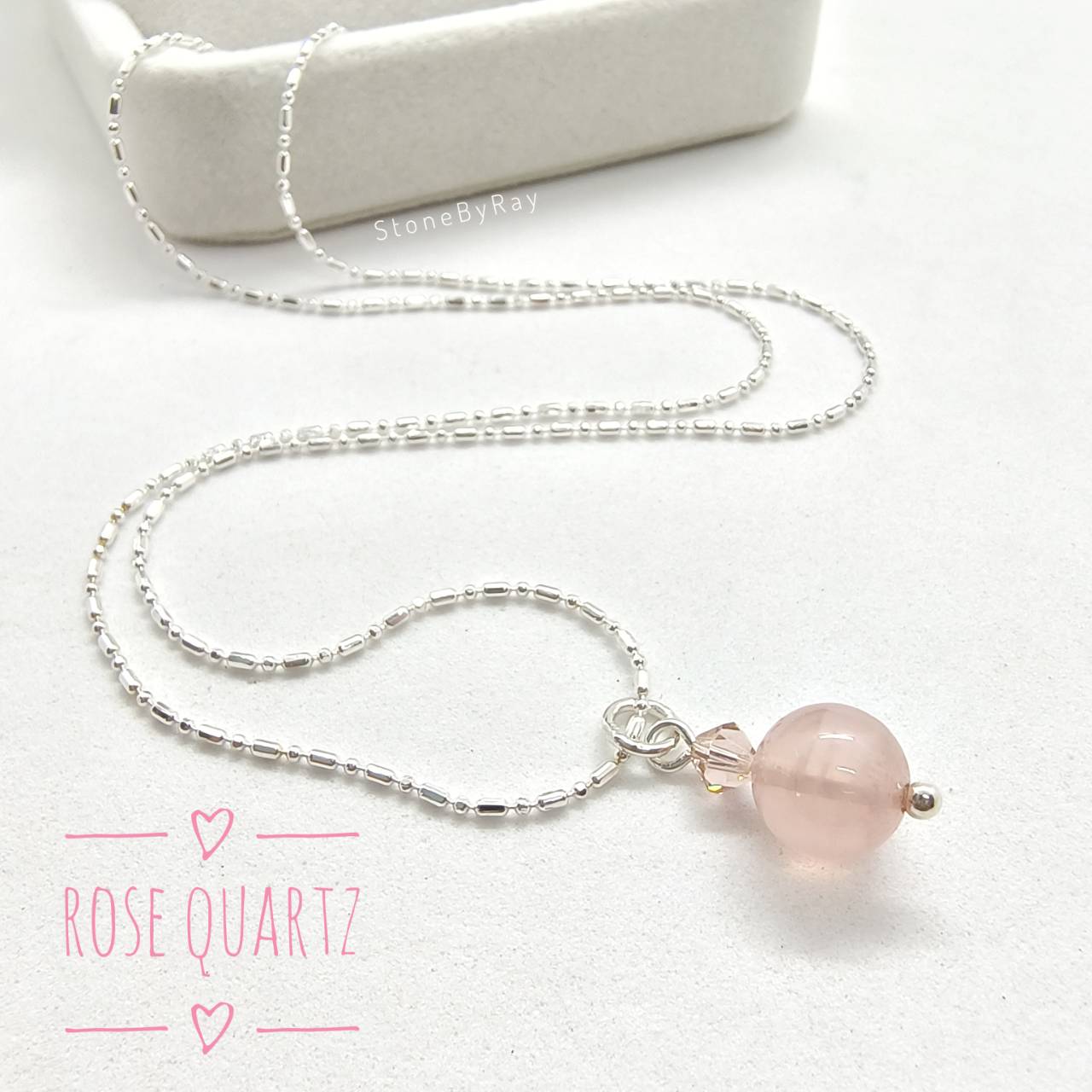 สร้อยคอเงินจี้หินโรสควอตซ์ Rose Quartz