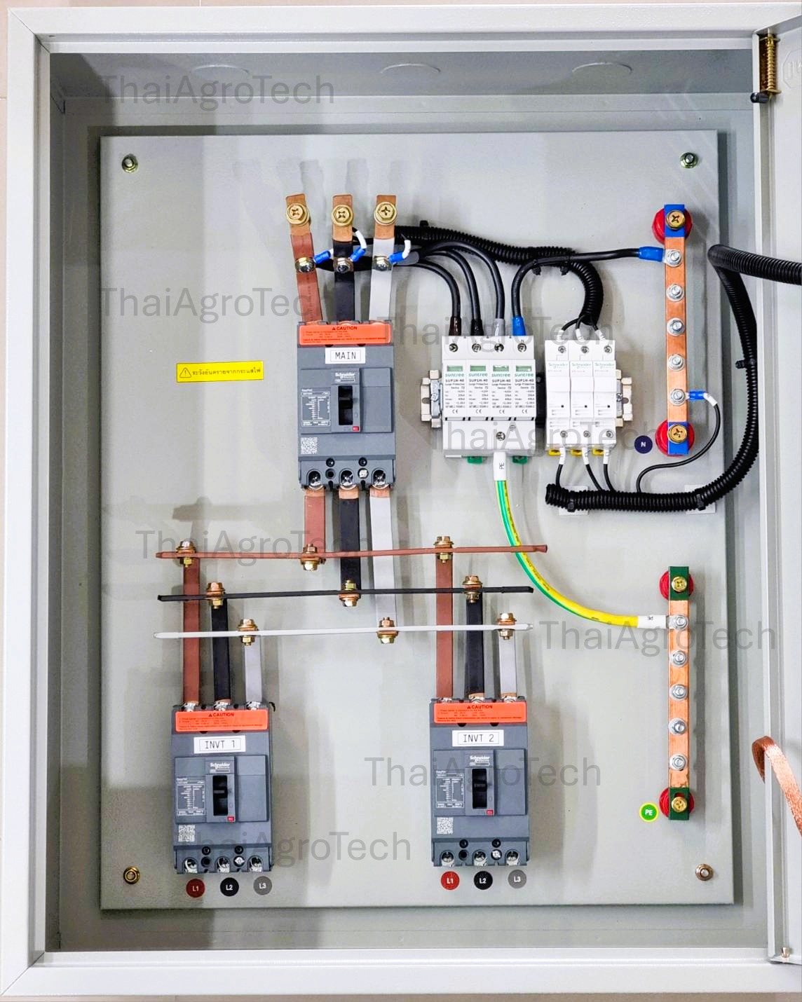 SOLAR DB, SOLAR Distribution Board MAIN 100A Main Circuit Breaker, 50A X 2 Miniature Circuit Breaker ตู้คอนโทรล สำหรับระบบโซล่าเซลล์ AC 380V 3เฟส