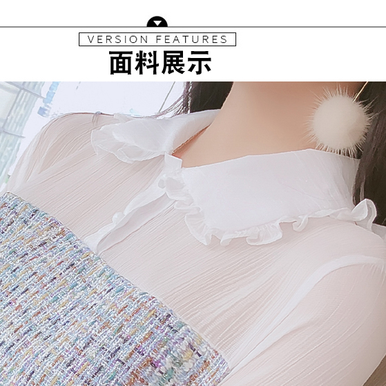 kudapy เดรสสั้นคอบัวแขนยาวชีฟองสีขาวตัดฟ้า เดรสสั้นผ้ากระสอบทรงเอ ชุดมีซับใน และซิปหลัง งานสวย เหมาะใส่เที่ยว ใส่ทำงาน ใส่ออกงาน สวยดูดีทันสมัย