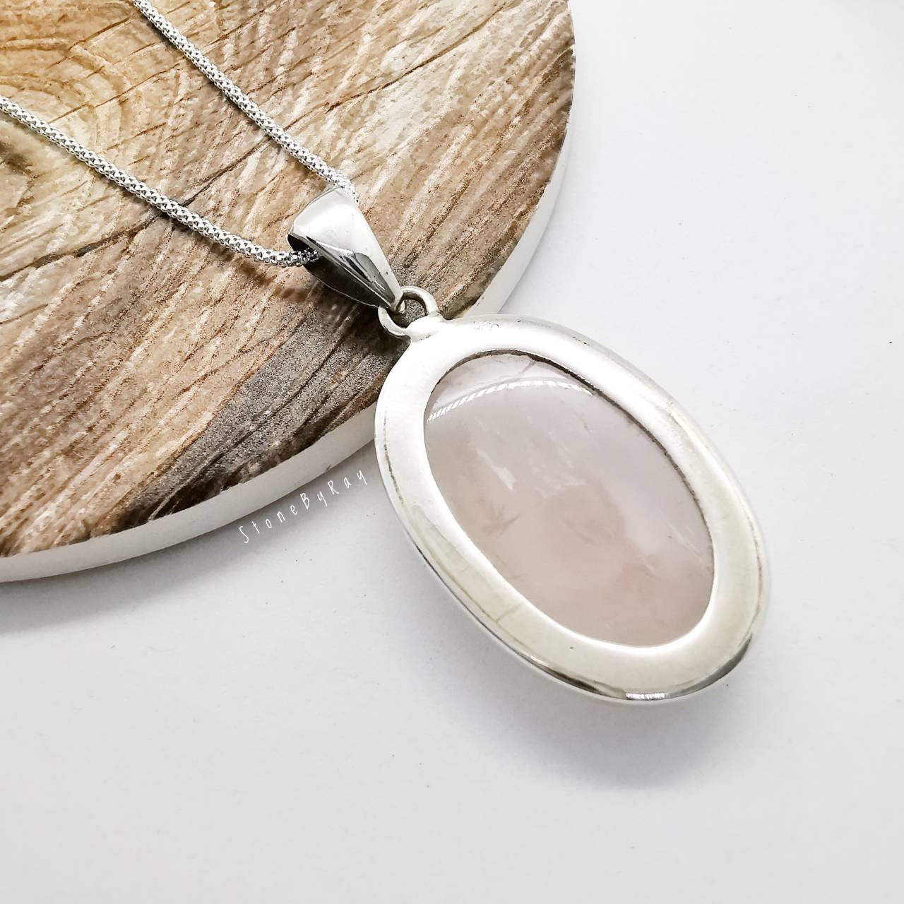 สร้อยคอเงินจี้หินโรสควอตซ์ Rose Quartz