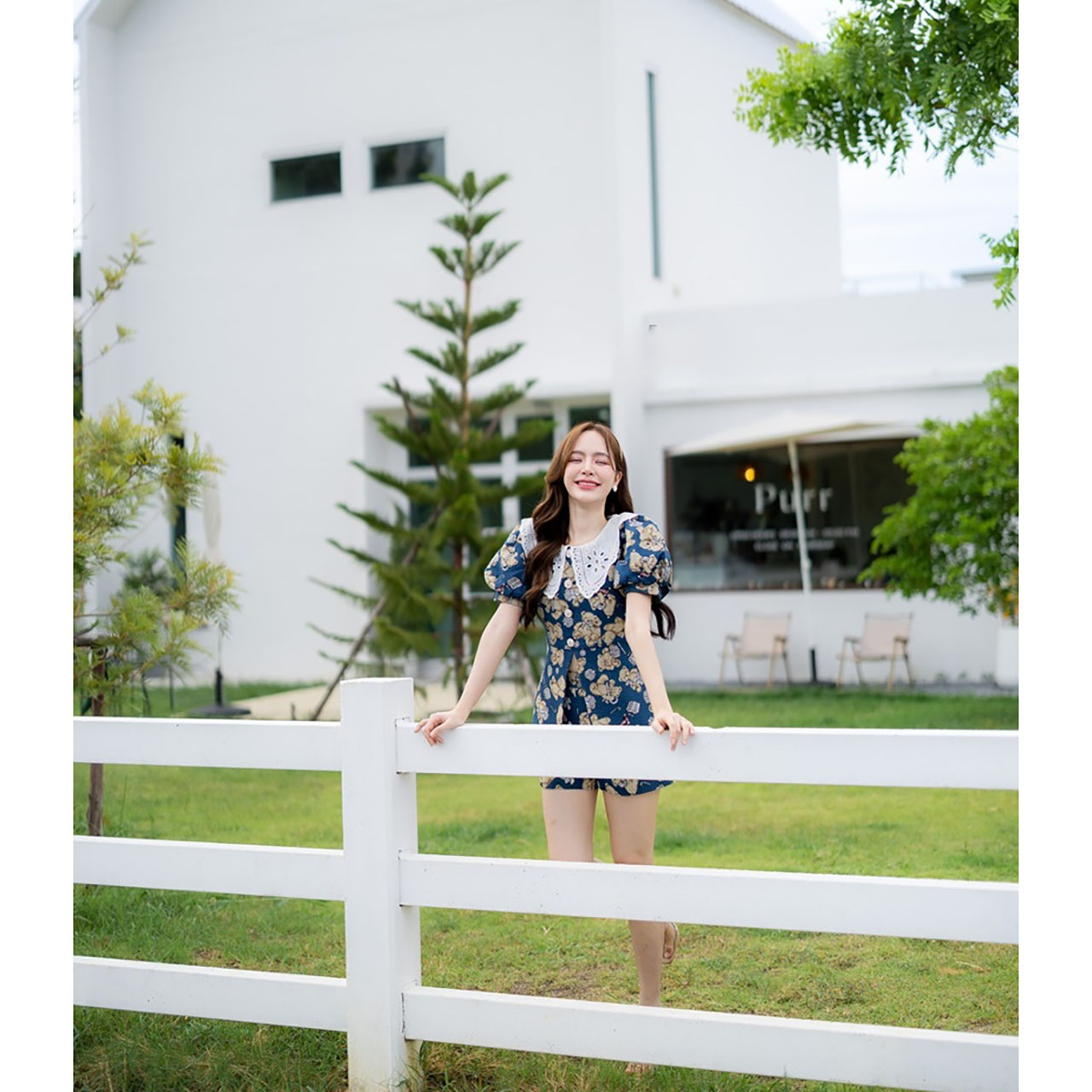 kudapy เซตเสื้อ+กางเกงลายหมีขาสั้น สุดคิ้วท์สุดปังใส่ไปเที่ยว ซิปซ่อนด้านหลัง