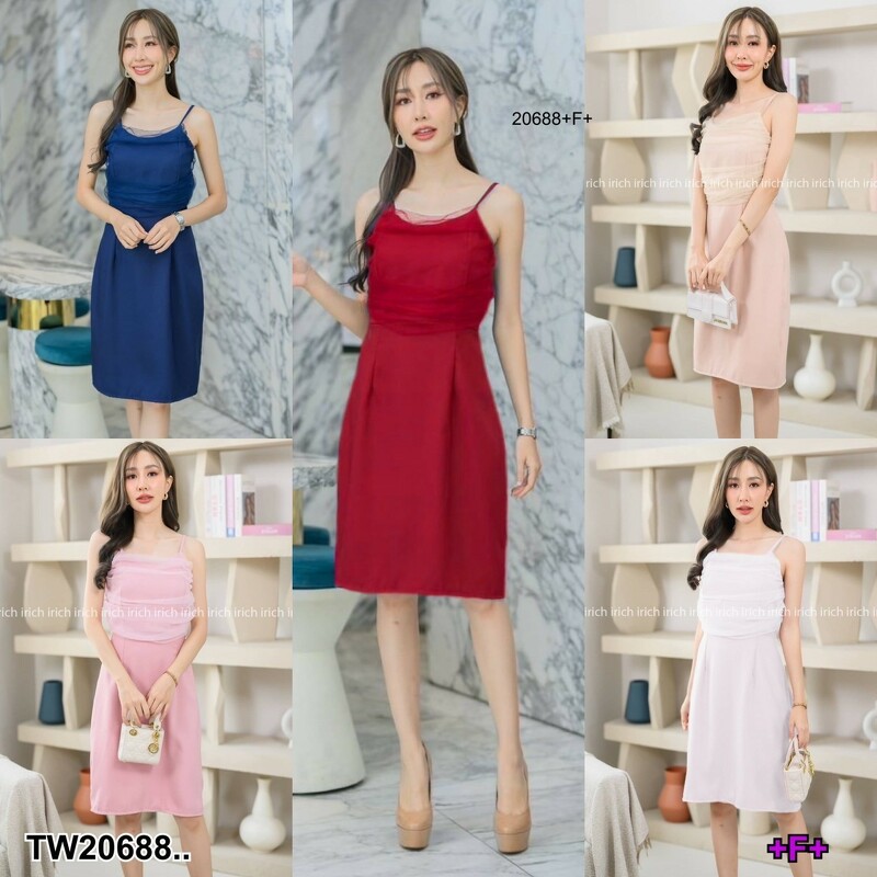 kudapy เดรสสั้น สายเดี่ยว อกแต่งผ้าตาข่าย สม็อกอกหลัง ผ้าซาร่า งานเเพทเทิรน์สวย ใส่ออกมาสวย ใส่เที่ยว ใส่ออกงานได้