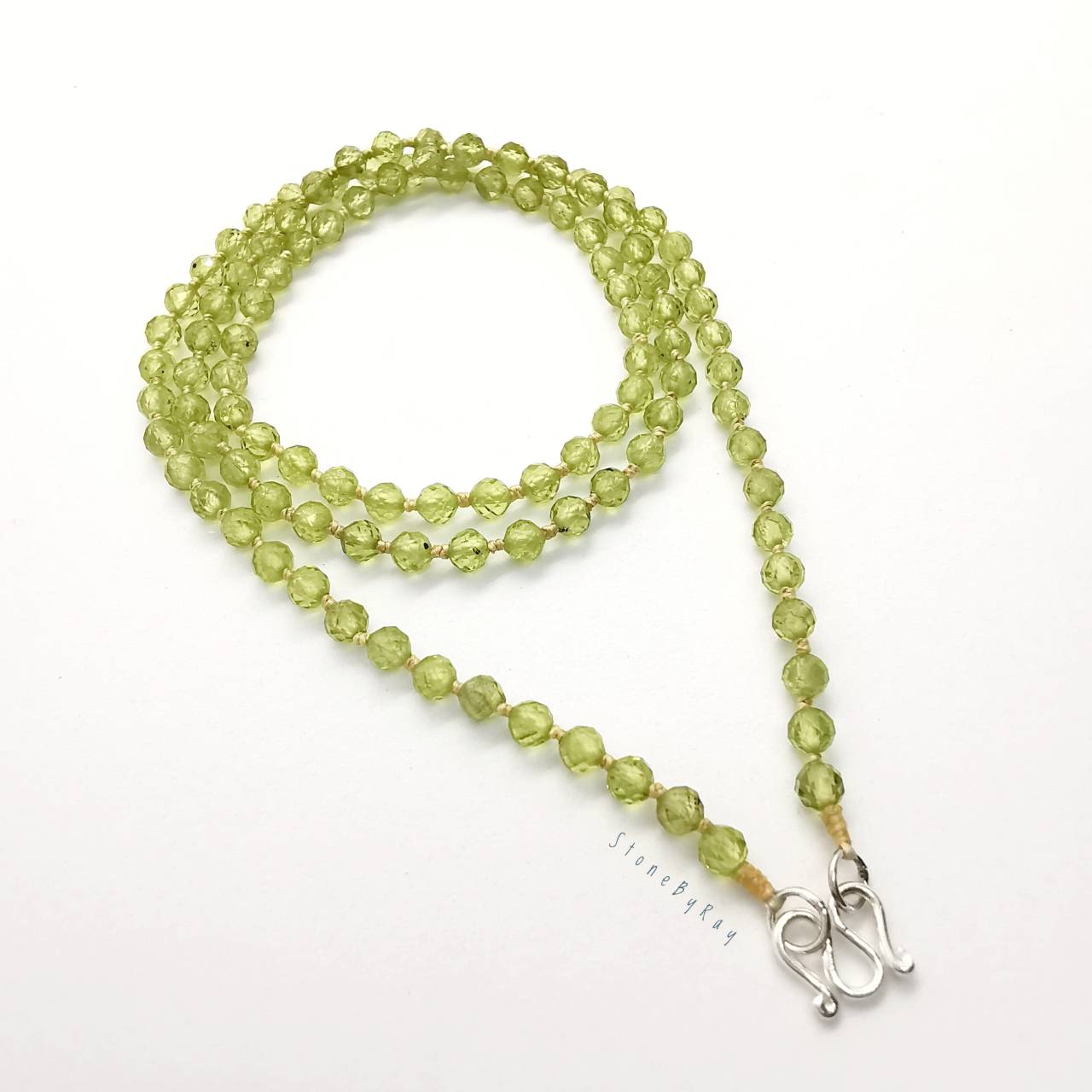 สร้อยคอปะคำ108พลอยเพอริดอทเจียรเหลี่ยม Peridot