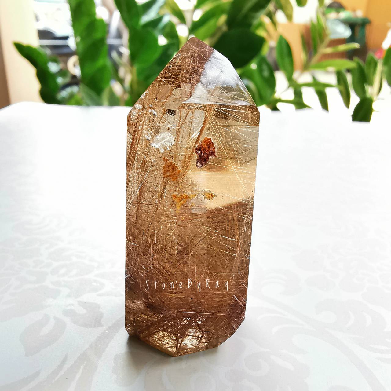 หินไหมเศรษฐีเจียรทรงแท่ง Rutilated Quartz