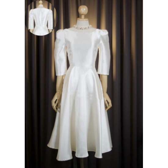 kudapy เดรสสั้นใส่ออกงานสีชมพู,สีเขียวเข้ม,สีดำ,สีน้ำเงินกรมท่า,สีเทาเงิน ทรงยกไหล่พอง แขนสาม ดีเทลจับจีบหัวไหล่