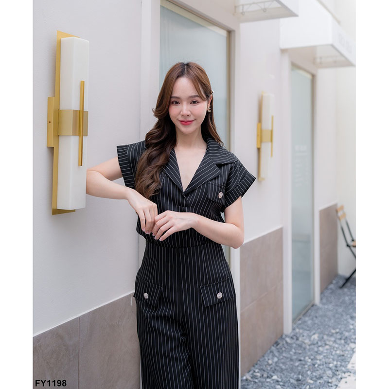 kudapy เซ็ทเสื้อคอปก+กางเกงขายาวสีดำ/สีน้ำตาล ใส่สบายสวยดูดี