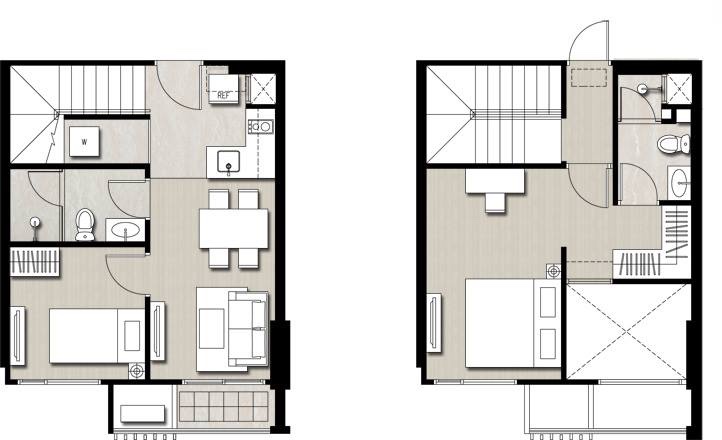 ปล่อยเช่าคอนโด Nye by Sansiri (นายน์ บาย แสนสิริ) - ห้องหายาก Duplex 2 2ห้องนอน 2ห้องน้ำ 1ห้องนั่งเล่น - ใกล้ BTS วงเวียนใหญ่ - ขนาดห้อง 68.7 ตรม. ชั้น 25