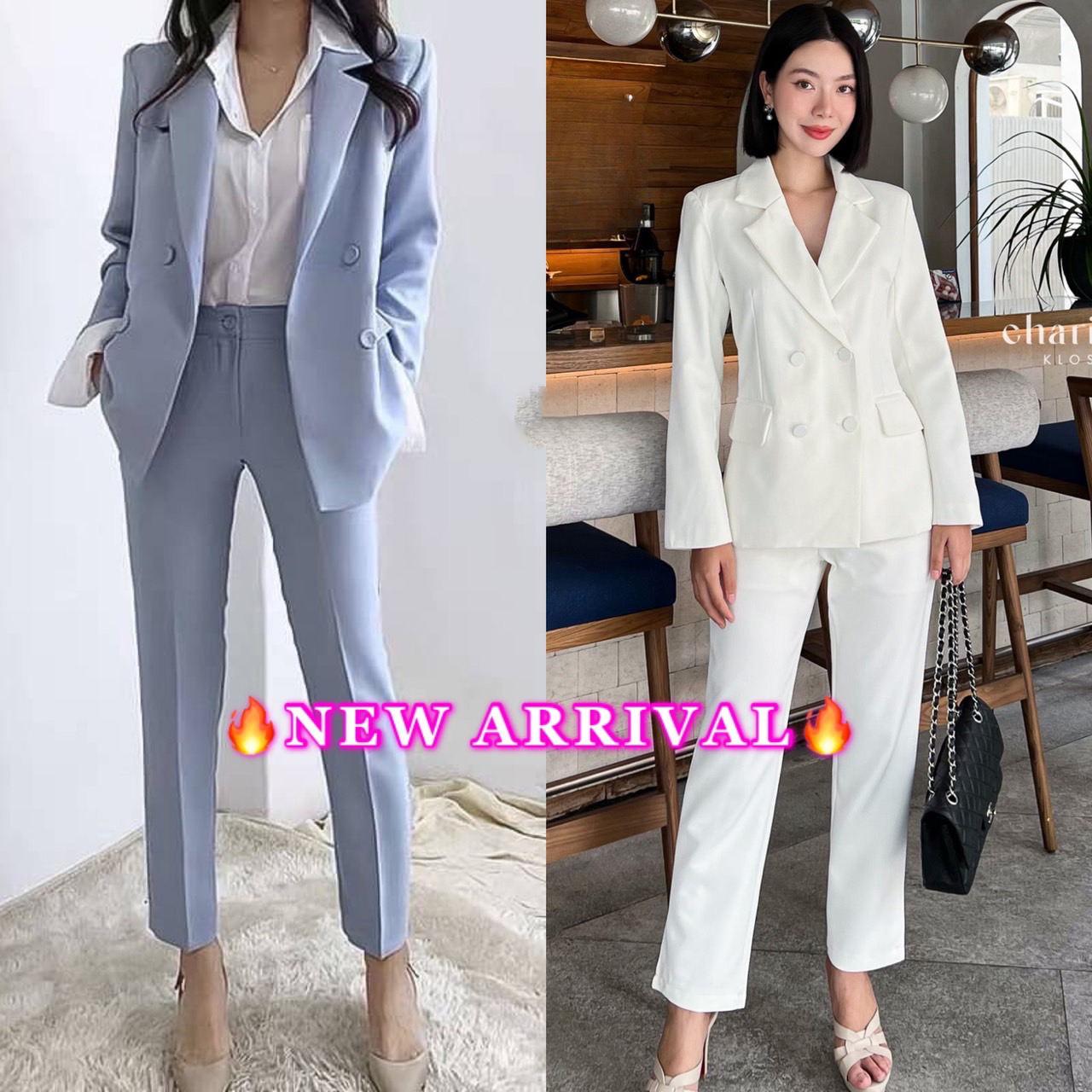 kudapy ชุดเซ็ทเสื้อแต่งกระดุมด้านหน้า 4 เม็ด มีซับในทั้งชุด เย็บตีเกล็ดให้เข้ารูป ปลายแขนเสื้อแต่งกระดุม กางเกงทรงกระบอกเล็ก 9 ส่วน ซิปกระดุมหน้า