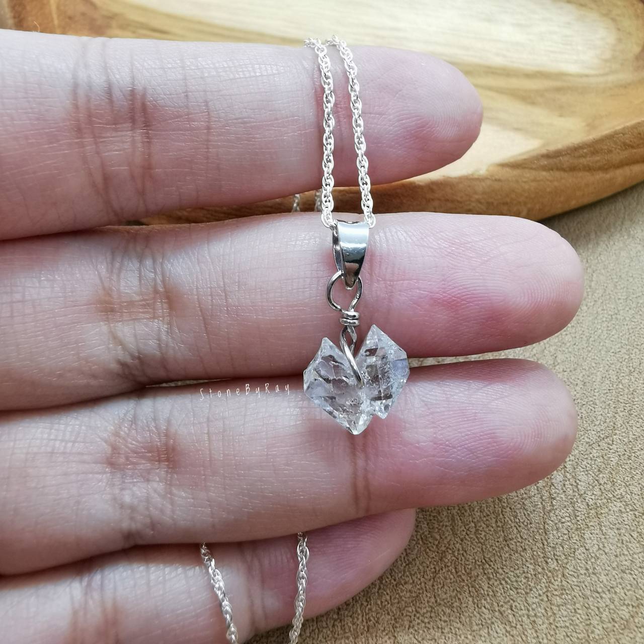 สร้อยคอเงินจี้หินเฮอร์คิเมอร์ไดม่อน Herkimer Diamond