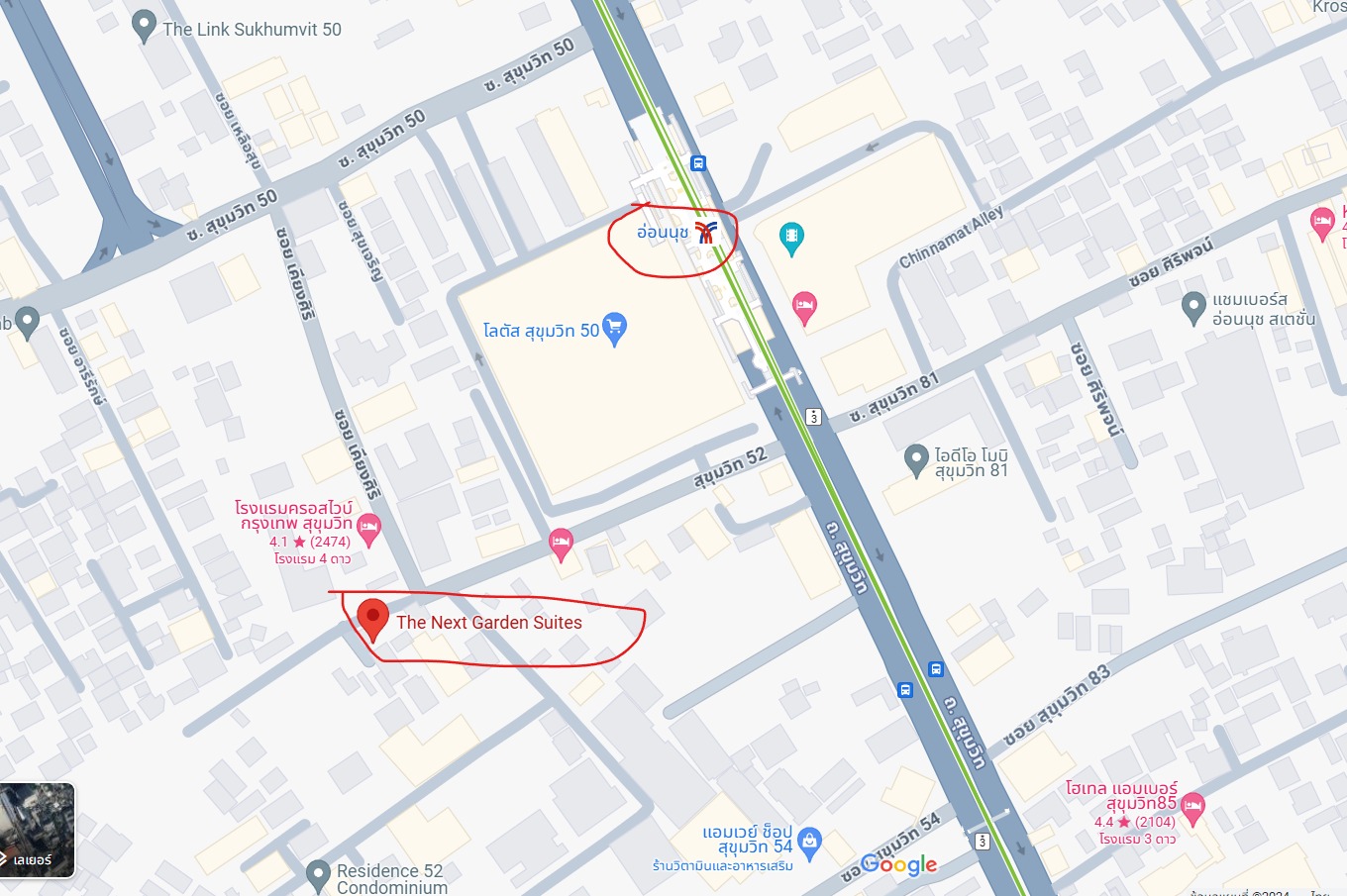 ปล่อยเช่าคอนโด The Next Garden Suite (เดอะ เน็กซ์ การ์เด้น สวีท) - 2 ห้องนอน 2ห้องน้ำ 1ห้องครัว - ใกล้ BTS อ่อนนุช - ขนาดห้อง 70 ตรม. ชั้น 3