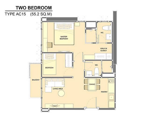 ขายคอนโด Life Ratchadapisek (ไลฟ์ รัชดาภิเษก) - 2ห้องนอน 2ห้องน้ำ 1ห้องนั่งเล่น - ใกล้ MRT ห้วยขวาง - ขนาดห้อง 55 ตรม. ชั้น 33 ตึก B