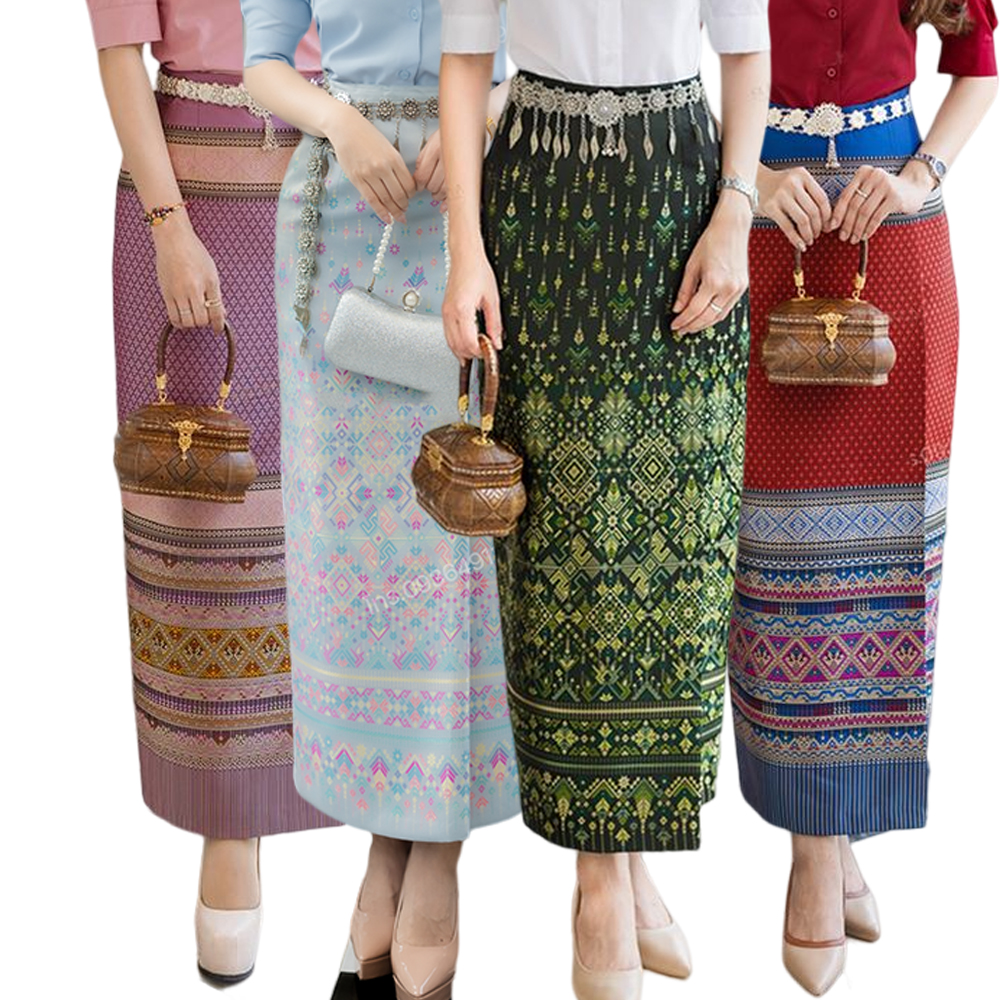 kudapy ผ้าถุงทอลายสีแดง สีฟ้า สีเขียว สีชมพู ใส่ไปงาน ผ้าถุงผ้าไทยทอลาย งานสวยเข้าทรงใส่บายได้ทุกงานจร้า