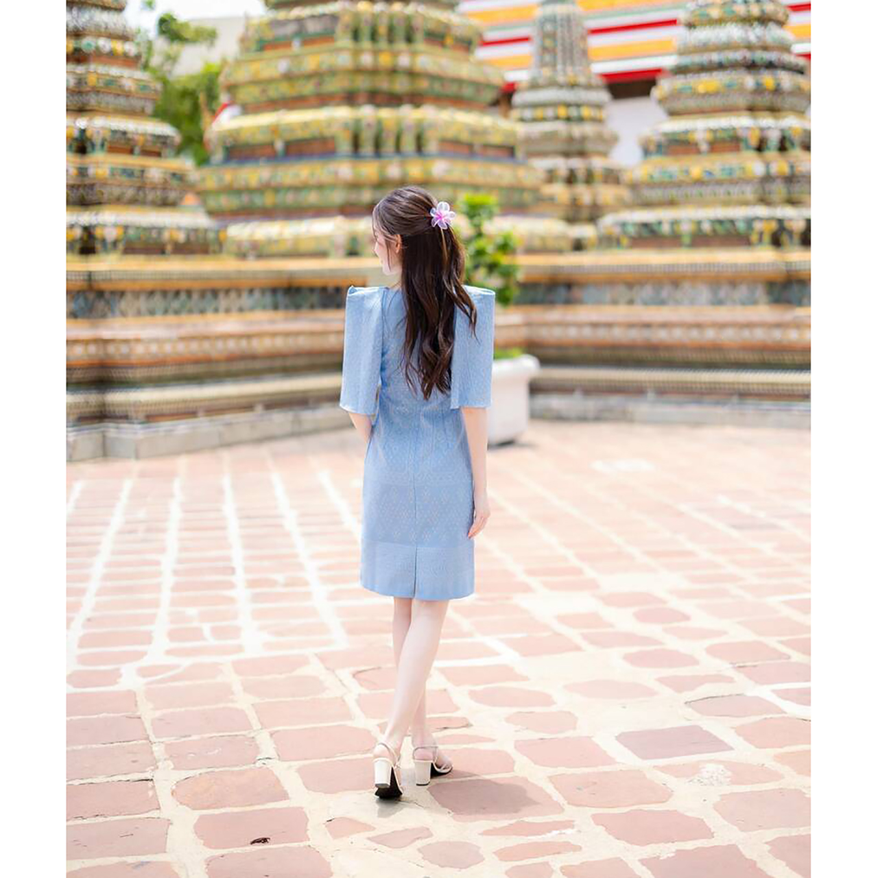 kudapy เดรสแต่งแขนสองชั้นคอเหลี่ยม