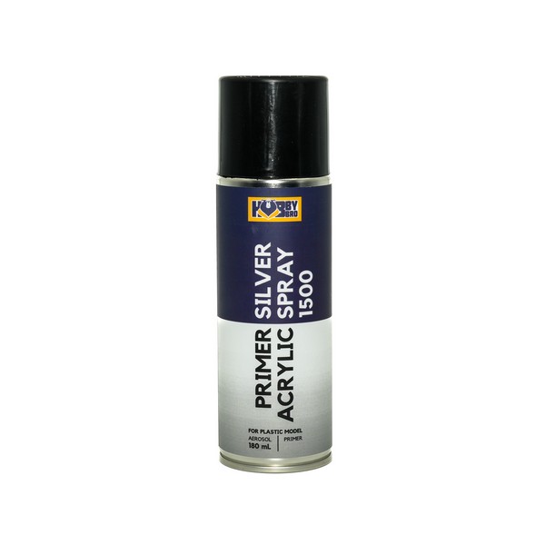 HB-009 primer silver acrylic spray 1500 180ml. สเปรย์รองพื้นสีเงิน