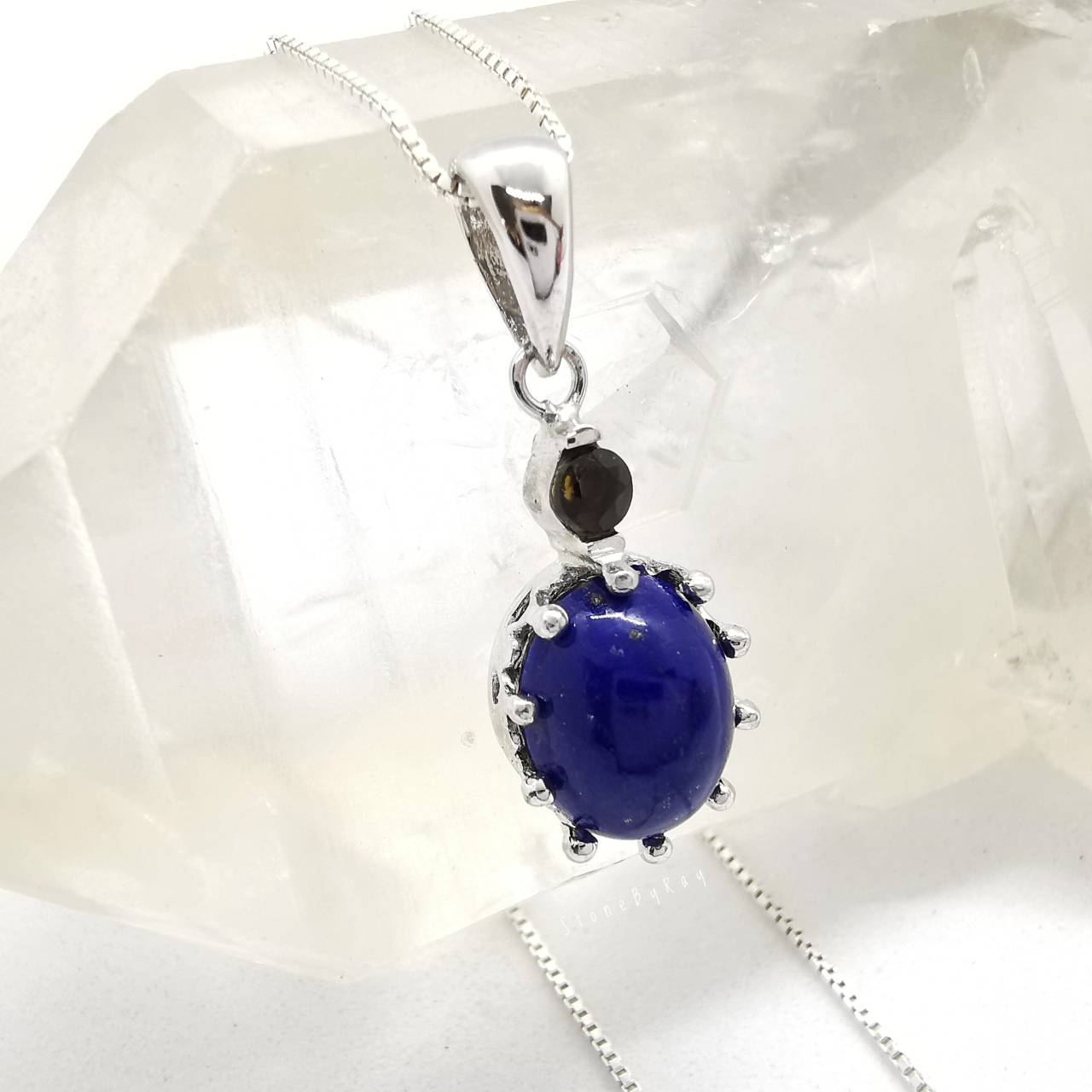 สร้อยคอเงินจี้หินลาพิสลาซูลีกับสะเก็ดดาว Lapis Lazuli