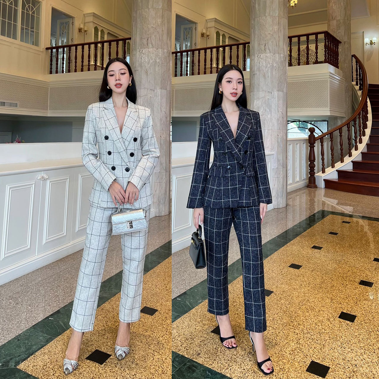 kudapy ชุดเซ็ทเสื้อ Blazer + กางเกงขายาวทรงบอกเล็ก กางเกงซิปตะขอหน้า ใส่สบาย มีซับในเสื้อและกางเกง