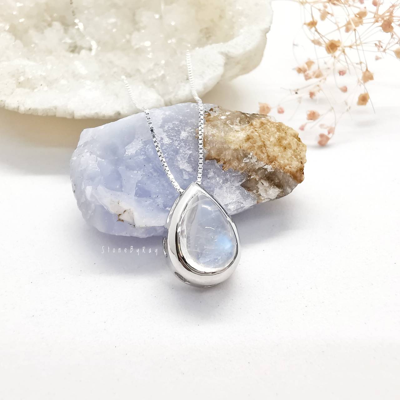 สร้อยคอเงินจี้หินมูนสโตน Moonstone