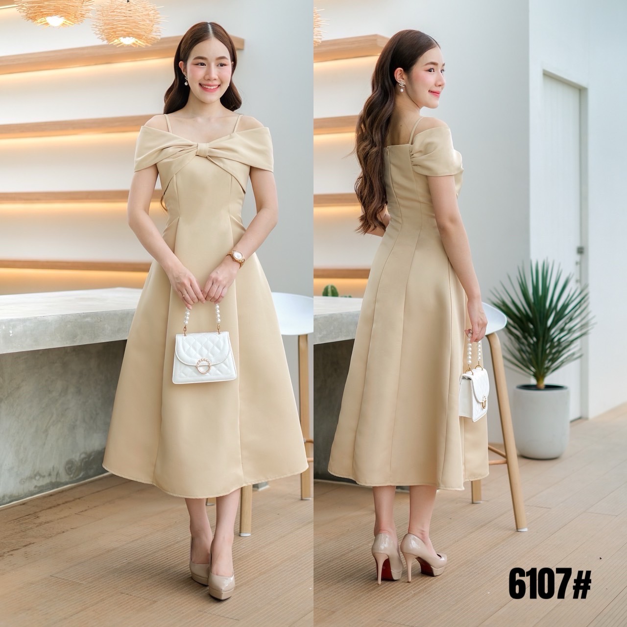 kudapy เดรสสั้นสีแดง/สีทอง/สีเทา ไหล่เดี่ยว กระโปรงทรงทิวลิป แต่งชายผ้าพริ้ว มีซับกระโปรงสั้นด้านใน