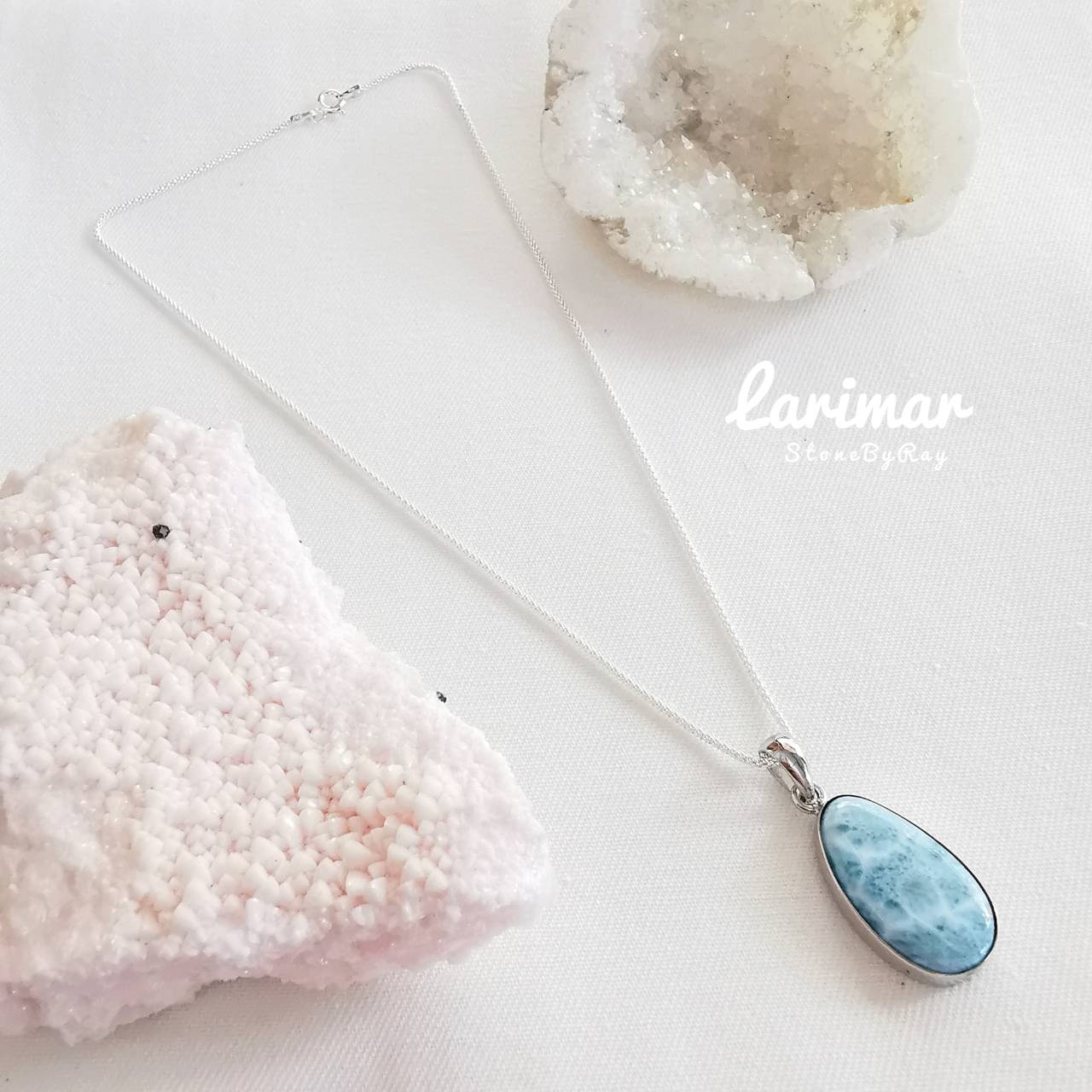 สร้อยคอเงินจี้หินลาริมาร์ Larimar