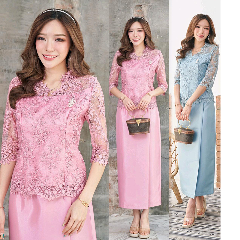 kudapy เซตออกงานยาวสีฟ้า ลูกไม้ใยบวบคอปีนปักเลื่อมเกรดพรีเมี่ยม ดีเทลตรงเอวเวลาใส่แล้วพรางหน้าท้องดีมากๆและดูหรู