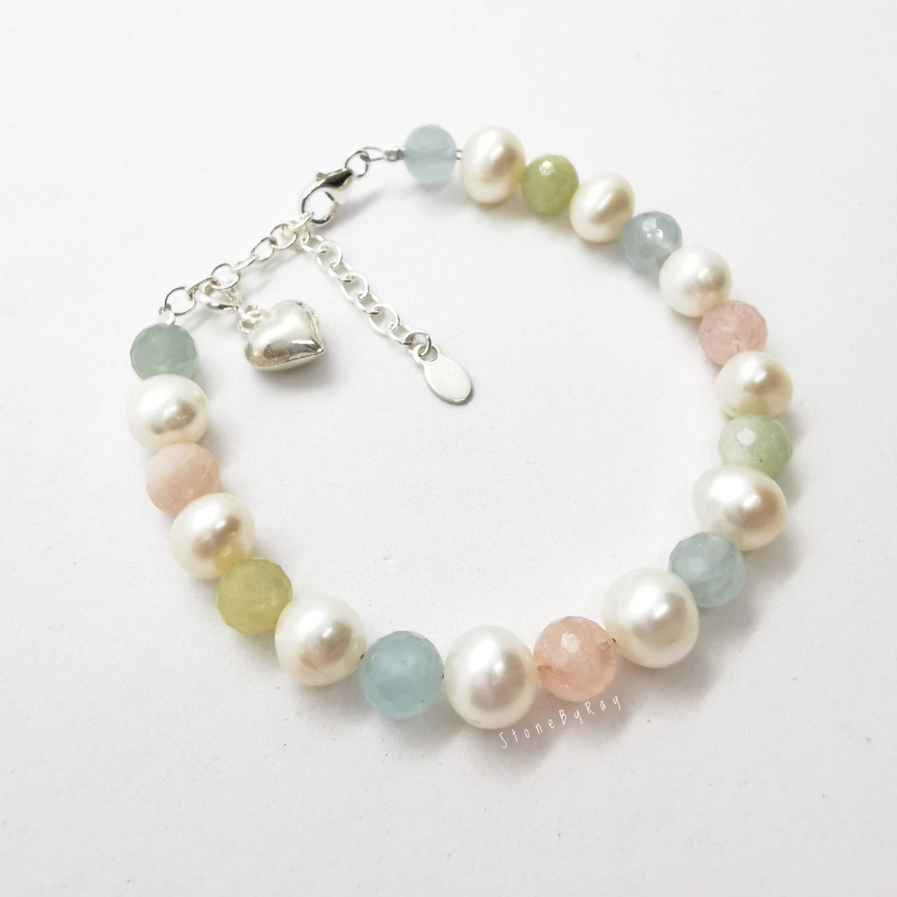 สร้อยข้อมือหินเบริล+ไข่มุกแท้ Beryl&Pearl