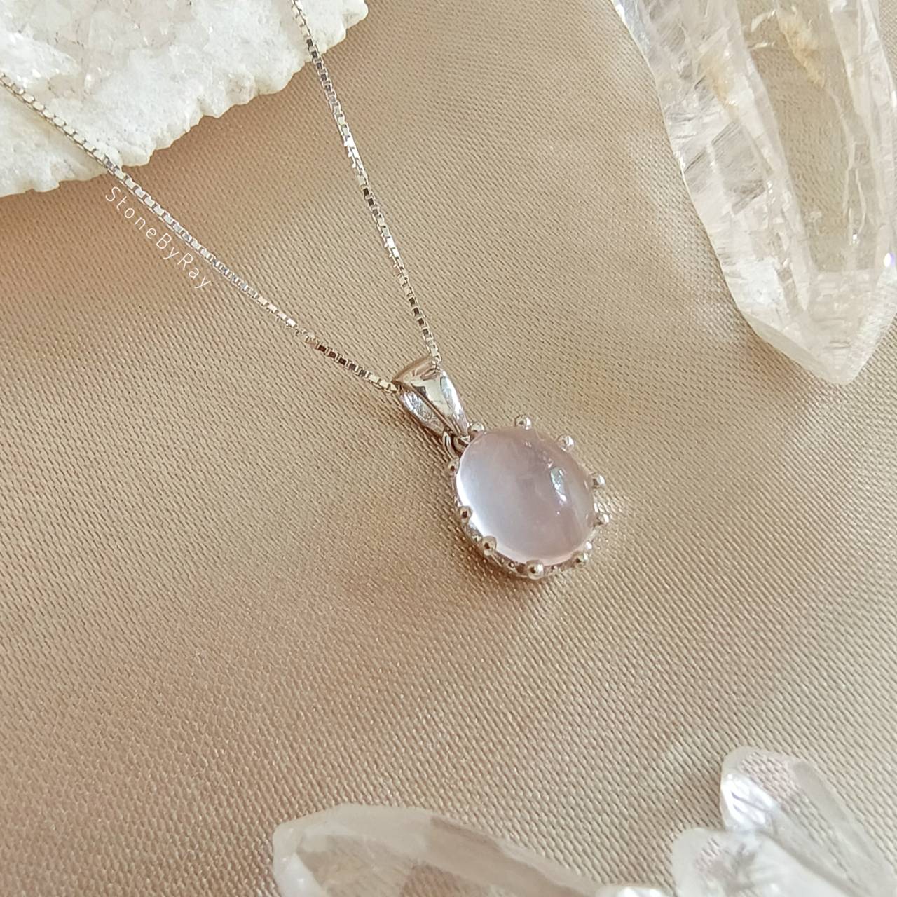 สร้อยคอเงินจี้หินโรสควอตซ์ Rose Quartz