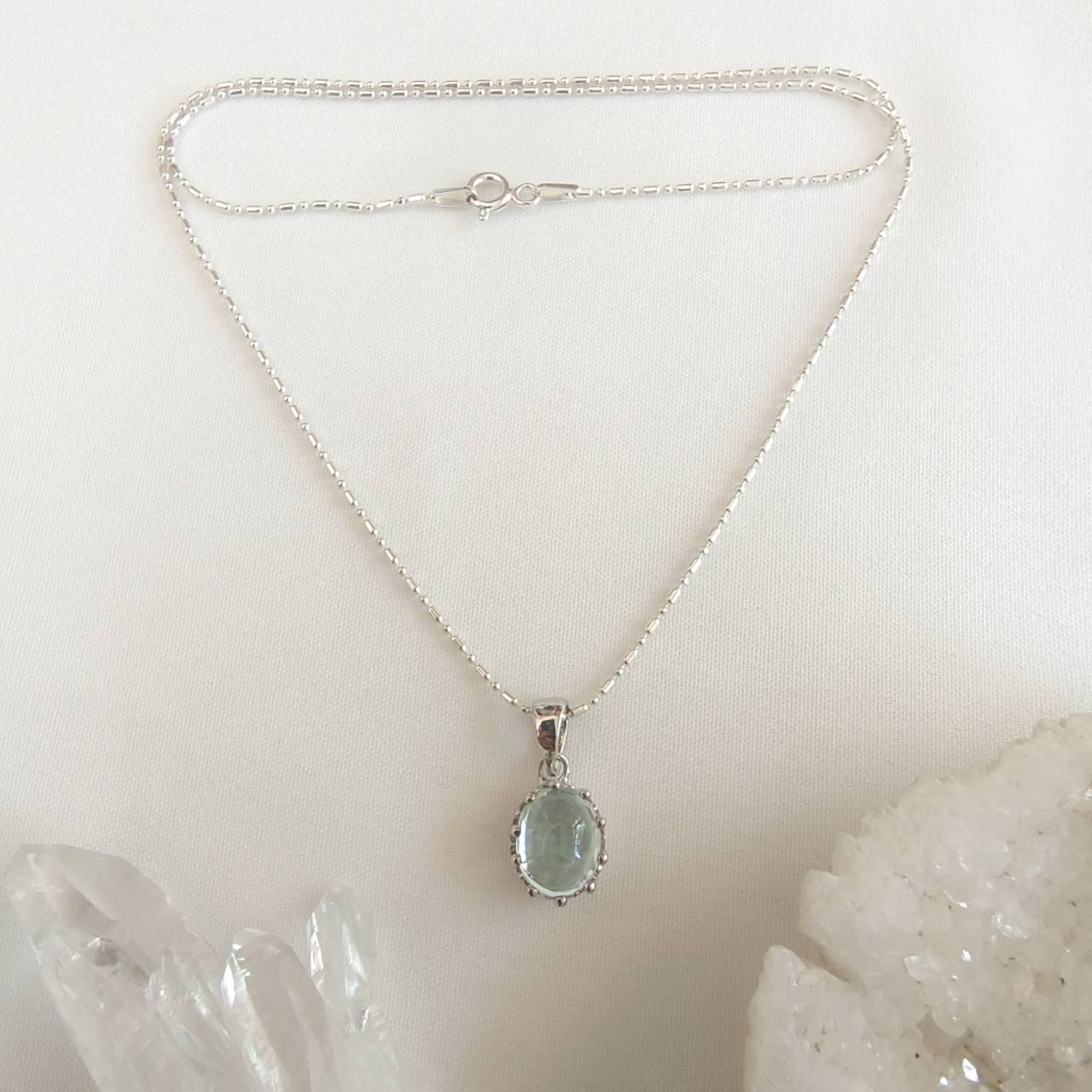 สร้อยคอเงินจี้หินอความารีน Aquamarine