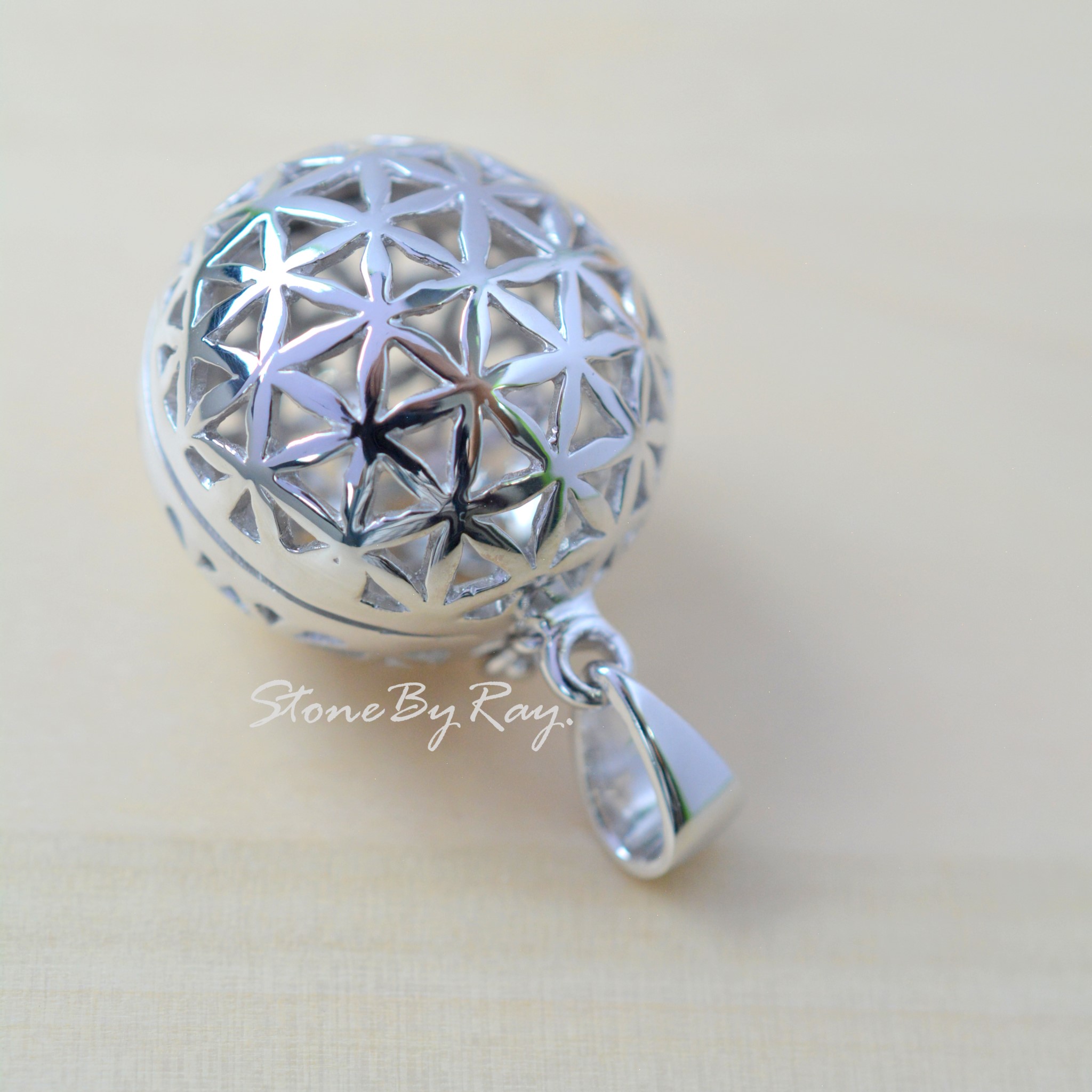 จี้ล็อกเก็ตเงินFlower of life(จี้เปิดได้)