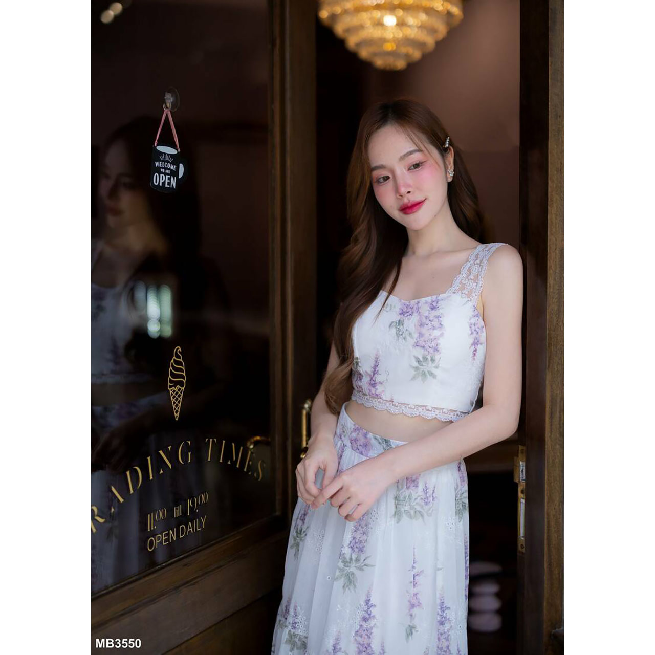 kudapy เดรสเสื้อ+กระโปรงผ้าฉลุใส่สบาย ผ้านุ่มมาก