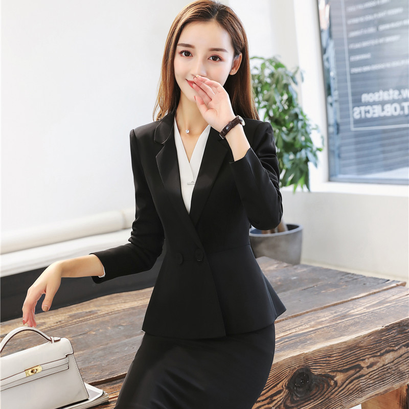 kudapy เสื้อสูทสีน้ำเงิน/ดำ/ครีม แฟชั่นแขนยาวดีไซน์เก๋แต่งเอวระบายชาย กระดุม 2 เม็ด