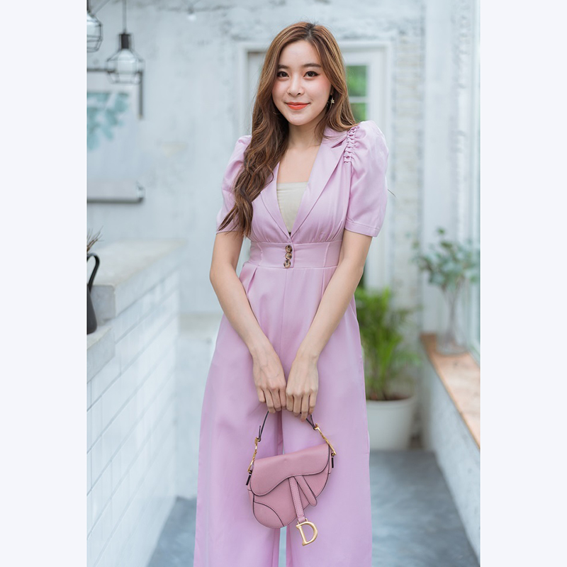 kudapy จั๊มสูทขายาวสีฟ้า,ชมพู,เขียว คอปกใส่แล้วสวยดูดีน่ารักมากๆ