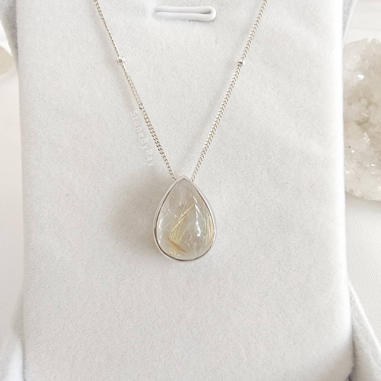 สร้อยคอเงินจี้หินไหมทอง Rutilated Quartz