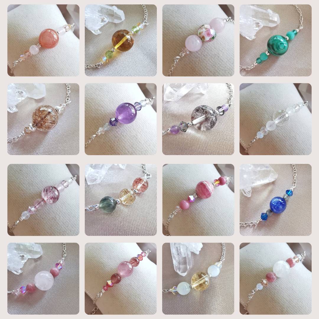 สร้อยข้อมือเงินดีไซน์กับหินแท้หลากหลายชนิด Gemstones silver bracelet