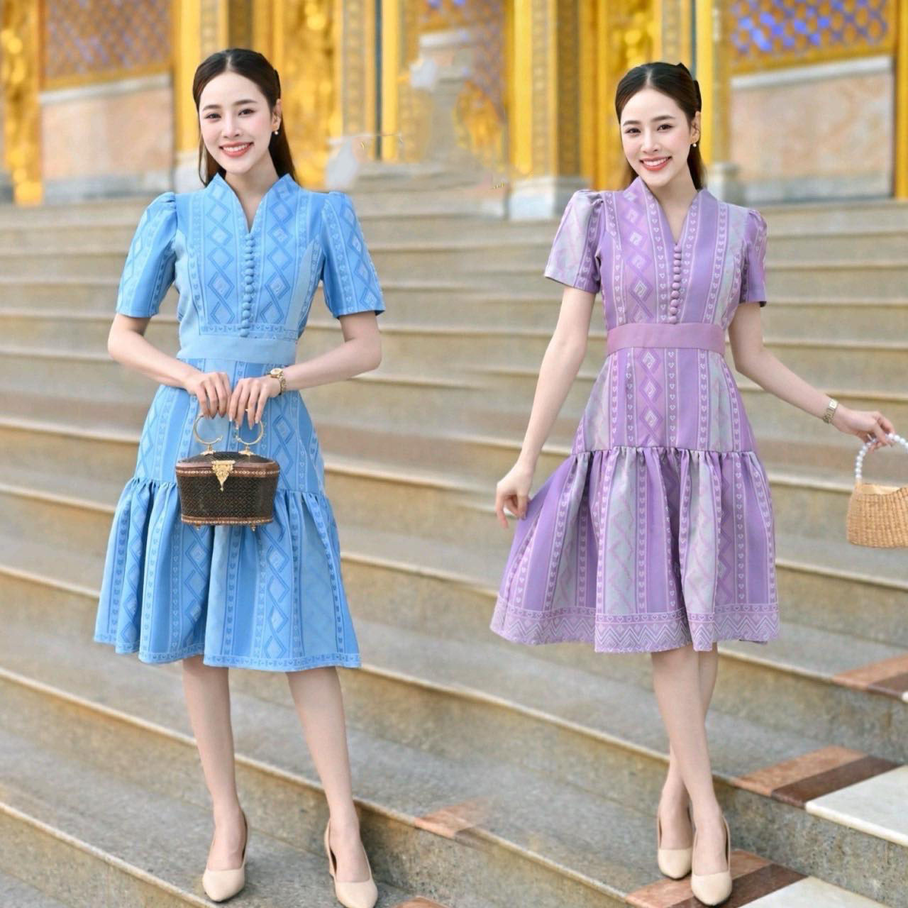 kudapy เดรสสั้นผ้าฝ้ายทอ อัดซับผ้ากาวอย่างดี งานตัดเกรดพรีเมี่ยม ใส่สบาย ไม่ยืดไม่ย้วย