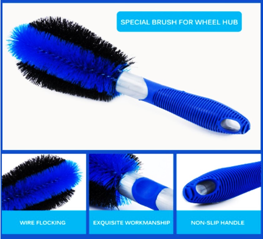 แปรงขัดล้อรถยนต์ ยางรถยนต์ ทำความสะอาดล้อแม็กซ์ แบบมีด้ามจับ Car Wheel Cleaning Brush