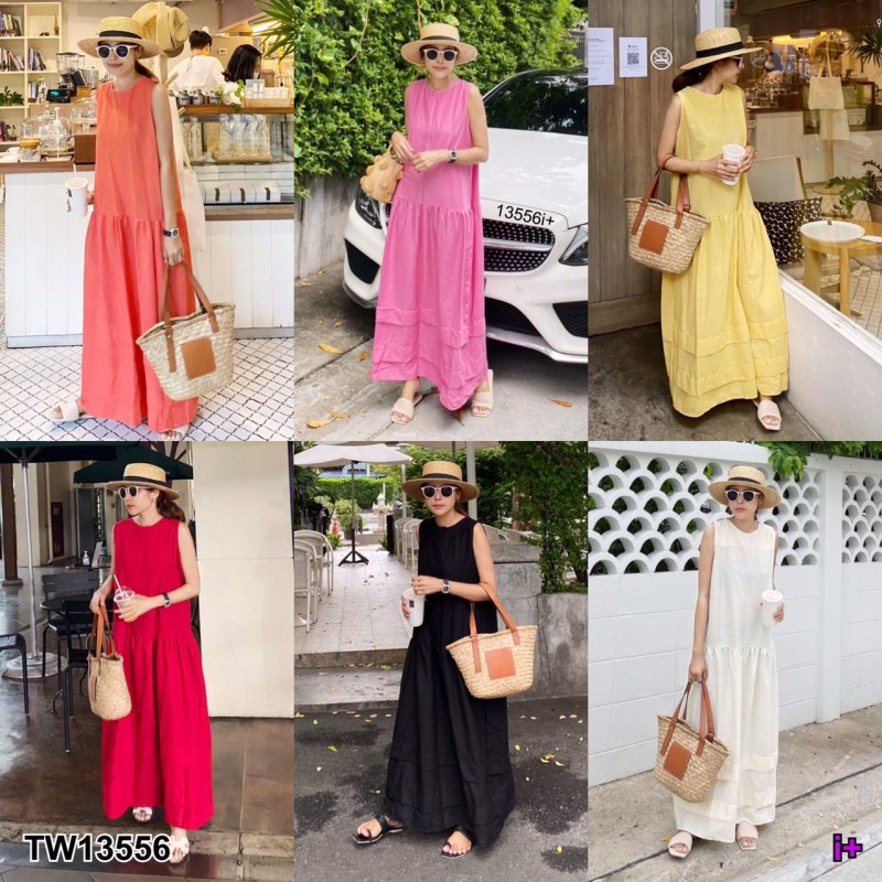 kudapy เดรสยาวสีำ/สีเหลือง/สีแดง แขนกุด สไตล์โคเรียเรียบหรูมากรุ่นนี้ ดีเทลรูดน้อยๆช่วงต่ำกว่าเอวทรงปล่อยๆ
