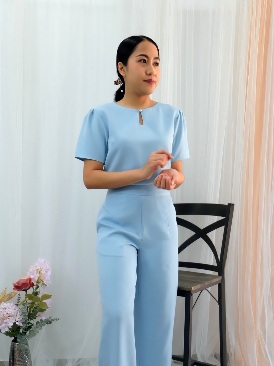 kudapy เซ็ทเสื้อแขนสั้น+กางเกง ผ้าสวยใส่ออกงาน ใส่ทำงานสวยดูดี