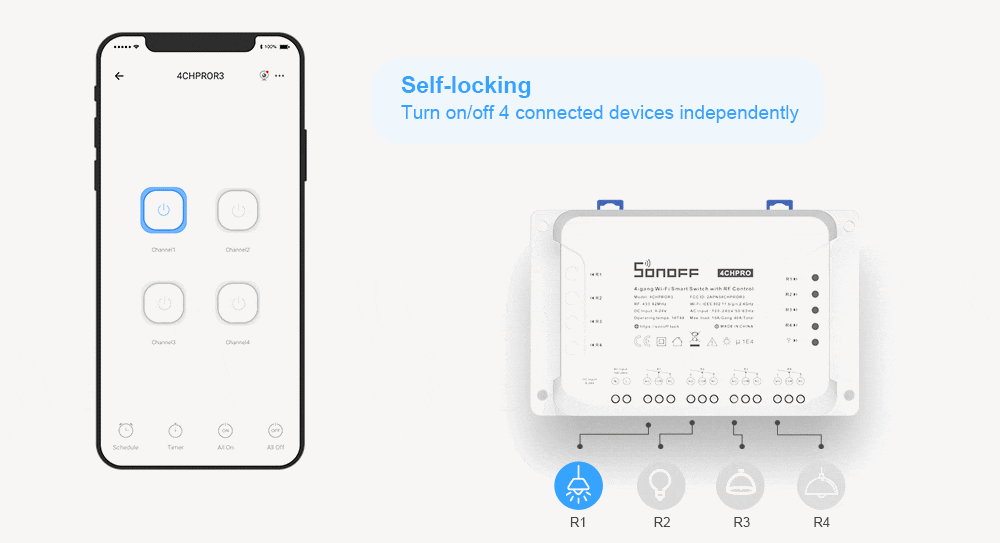 SONOFF 4CH PRO R3 / 4CH R3 4 ช่อง อัจฉริยะไร้สายโมดูลสวิทช์