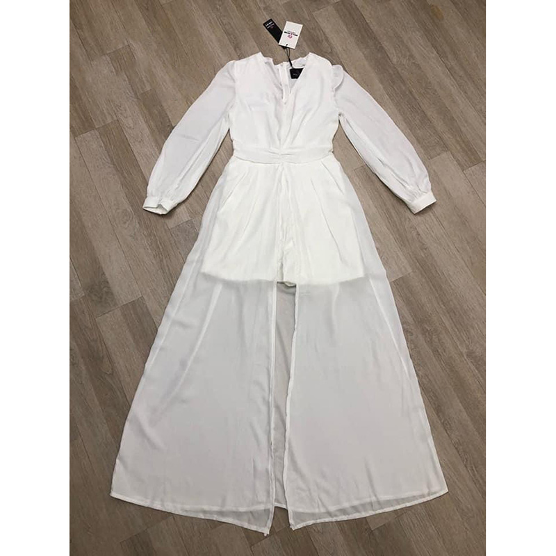 kudapy เดรสจั้ม แขนยาวกระโปรงยาวผ่าหน้า มีกางเกงด้านใน ผ้าพริ้วสวย งานใส่สบาย