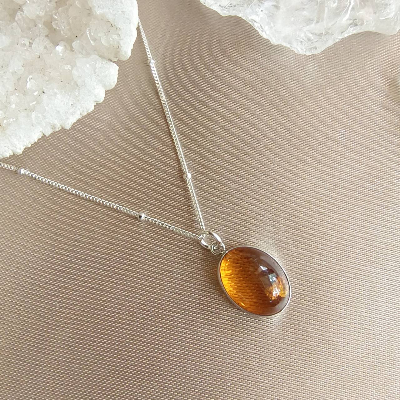 สร้อยคอเงินจี้อำพัน Amber