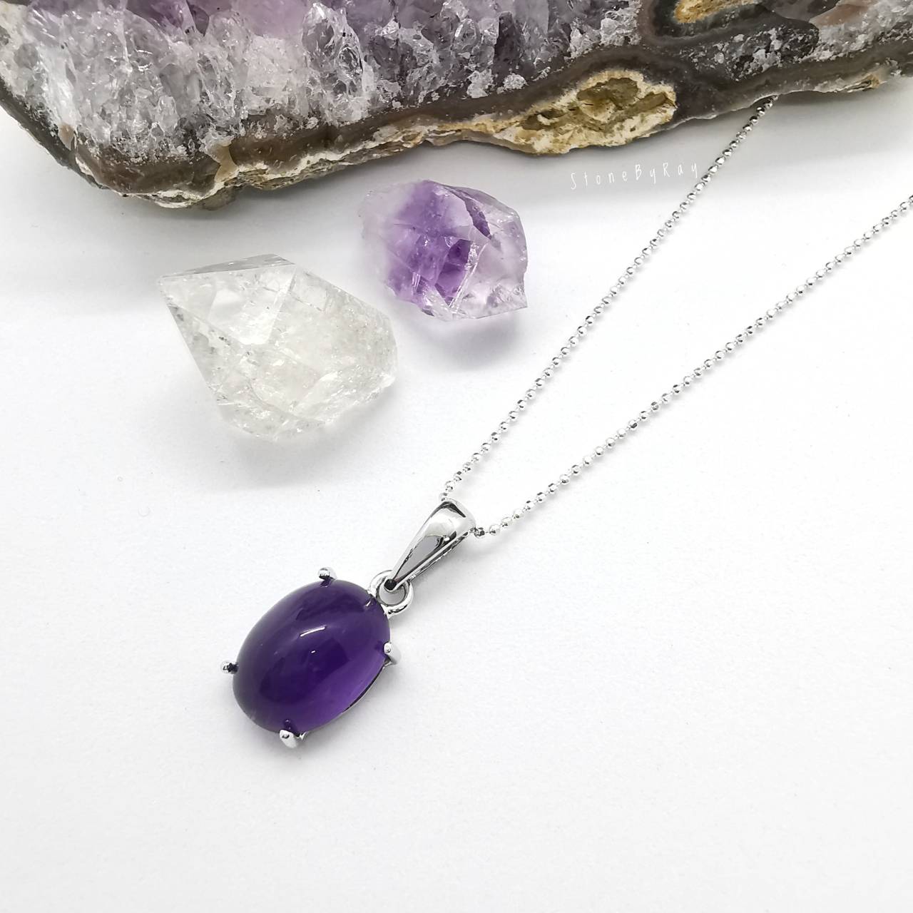 สร้อยคอเงินจี้หินอเมทิสต์ Amethyst