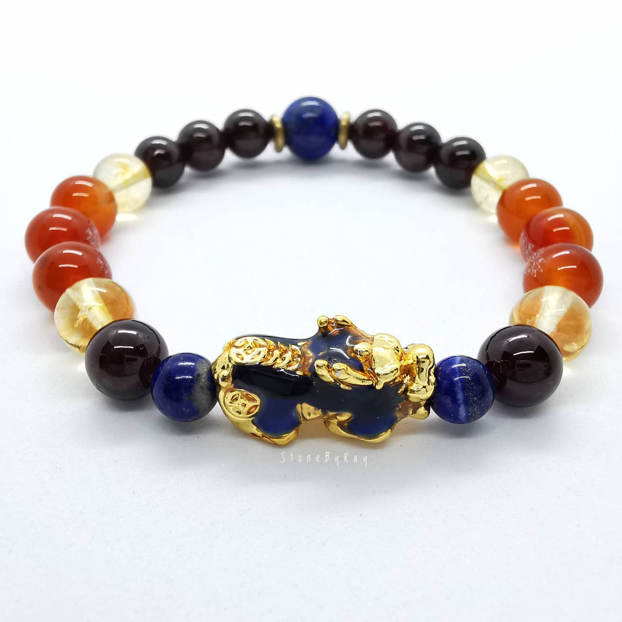 สร้อยข้อมือหิน4ชนิดร้อยกับปี่เซี่ยะเปลี่ยนสีได้