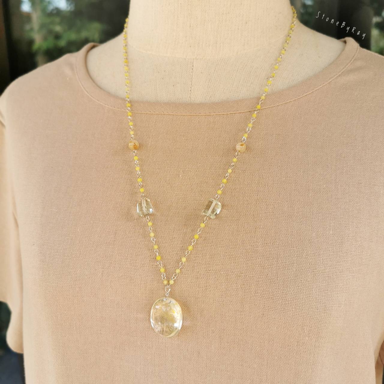 สร้อยคอเงินจี้อาเกต+จี้ไหมทอง