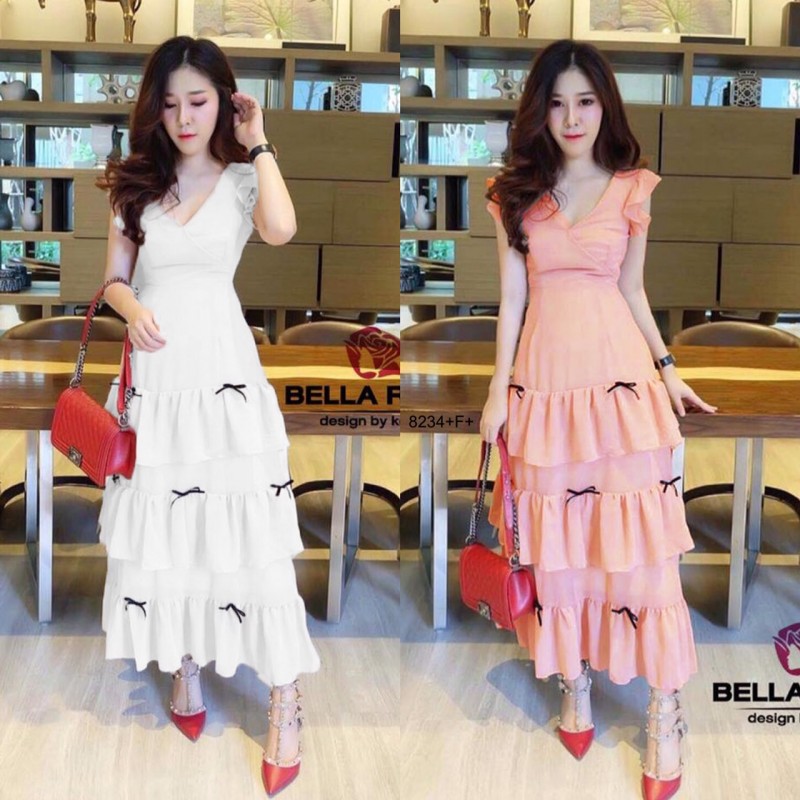 kudapy MaxiDress แม็กซี่เดรสยาว ไหล่ระบาย ผ้าไหมอิตาลี่ ใส่แล้วดูขับผิวสุดๆ