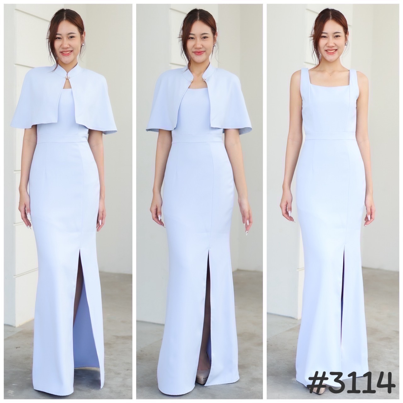 kudapy เดรสยาวตรุษจีนทันสมัย แต่งปกสวย สีขาว,ฟ้า, แดง, น้ำตาล, ชมพู