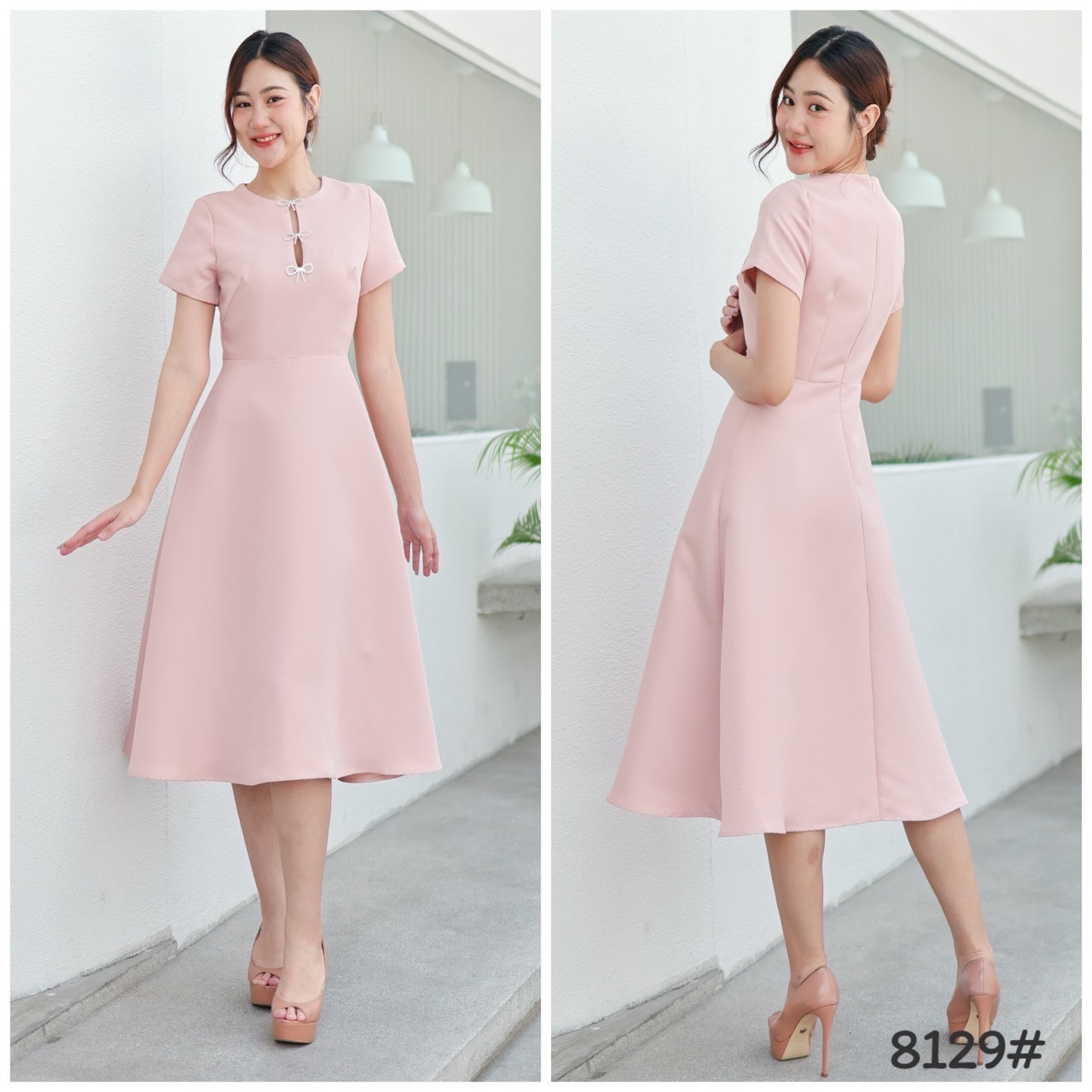 kudapy เดรสแขนสั้นออกงานตรุษจีน ผ่า มีเข็มกลัด3ชิ้น ปรับตำแหน่งได้ เกาหลีมากแม๊