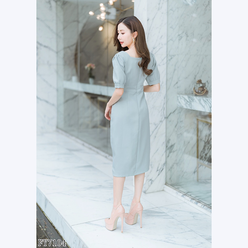 kudapyเดรสสั้นสีฟ้า/เขียว/กรมท่า ใส่ทำงานแต่งกระดุสวยดูดี