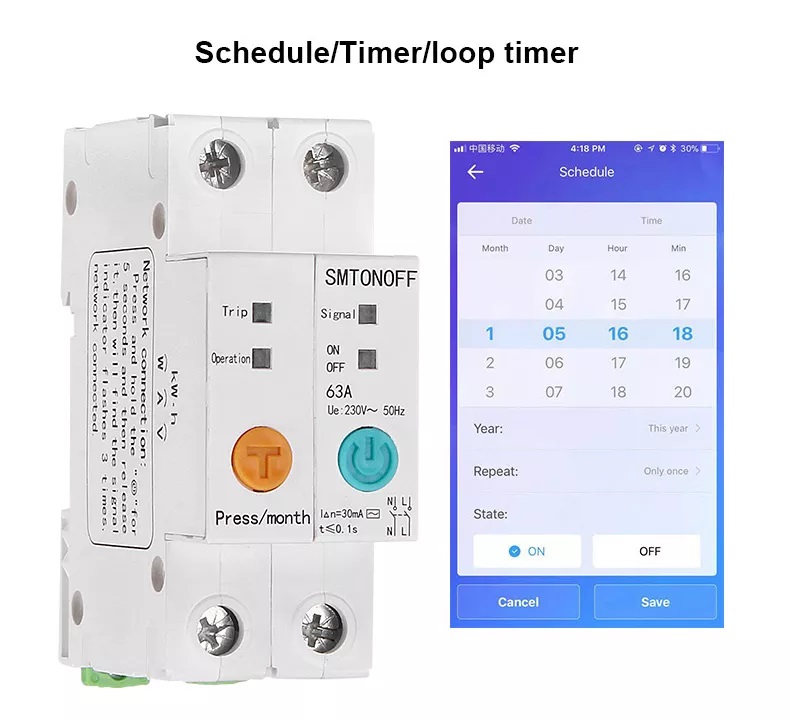 Smart switch circuit breaker Energy Meter สวิตช์อัจฉริยะ เซอร์กิตเบรกเกอร์ เครื่องวัดพลังงาน วัตต์มิเตอร์ การควบคุมด้วยเสียง alexa google home สำหรับบ้านอัจฉริยะ
